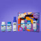 K18 hair care product set with bottles and packaging on a purple background