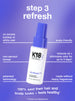 K18 Air Wash bottle with promotional text on a blue background