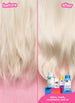 Bleach blonde hair before and after results using k18. 
